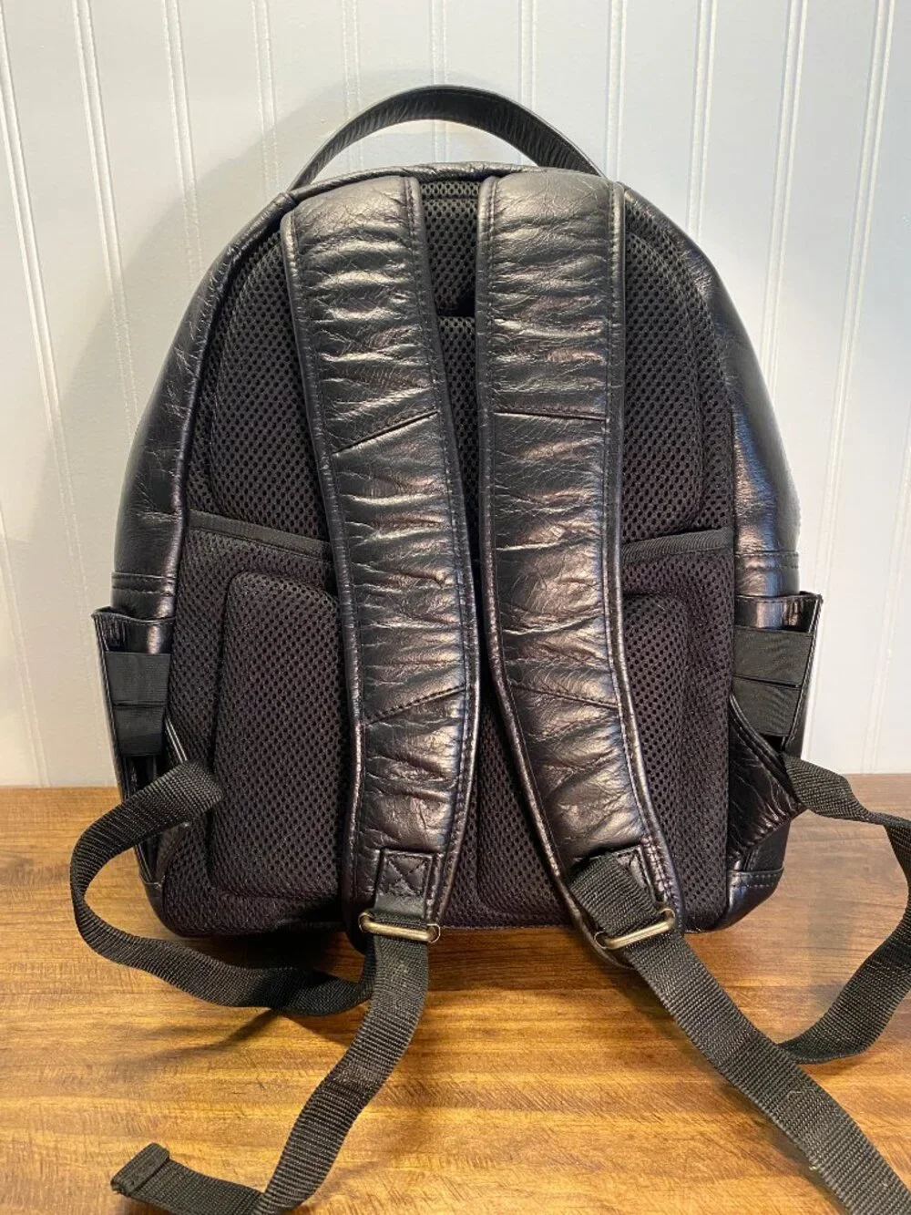 CHAPS Genuine Leather Backpack - Black Multi Pocket Travel Laptop School Bag